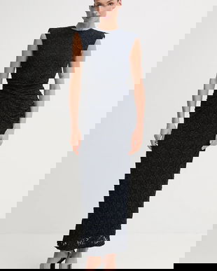 Rotate rochie culoarea bleumarin, maxi, mulată, 1143591725