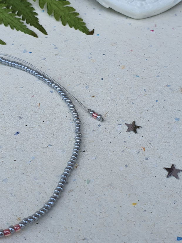 Anklet gri cu perlă de cultură * Brățară de gleznă