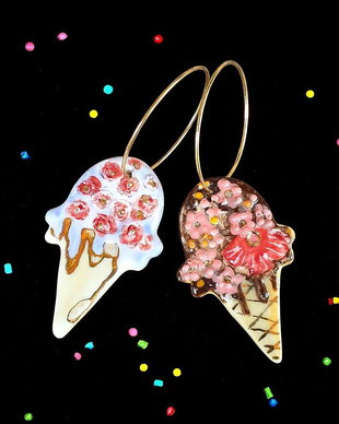 Cercei din portelan pictati manual - SWEETS&TREATS