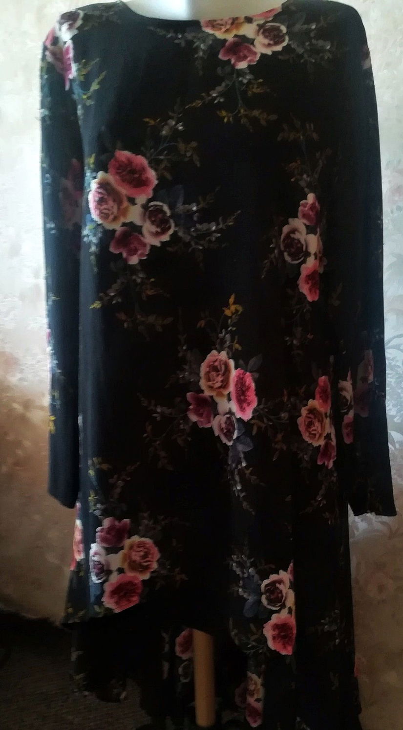 Rochie lunga inegala cu flori , 1XL