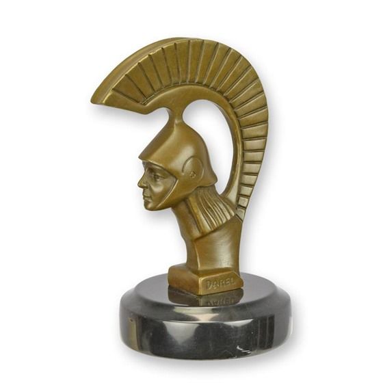 Razboinic spartan-statueta bronz cu soclu marmura
