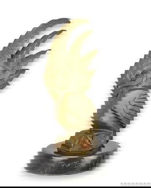 Cacadu-statueta bronz cu soclu marmura