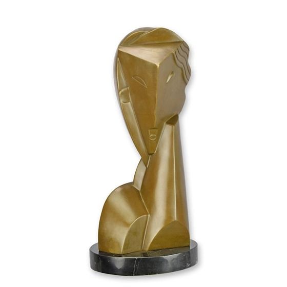Cap de fata-statueta bronz cu un soclu marmura