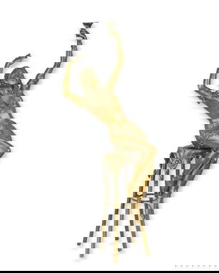 Doamna la bar-statueta din bronz masiv