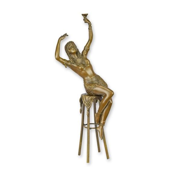 Doamna la bar-statueta din bronz masiv