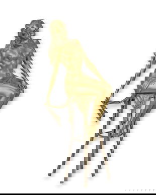 Doamna la bar-statueta din bronz masiv