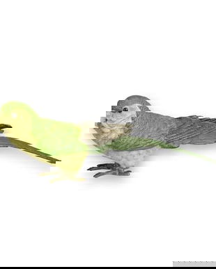 Papagal-statueta din bronz pictat