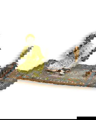 Vanzator arab-statueta din bronz pictat