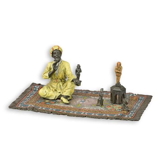 Vanzator arab-statueta din bronz pictat