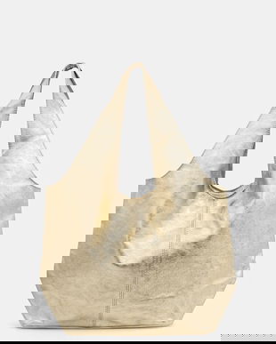 Answear Lab poseta de piele culoarea auriu