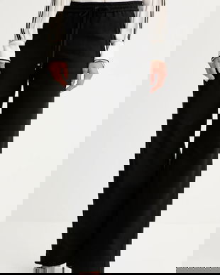 BOSS pantaloni de bumbac culoarea negru, drept, high waist, 50543268