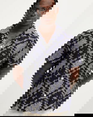 OAS cămașă bărbați, culoarea bleumarin, regular, 7013