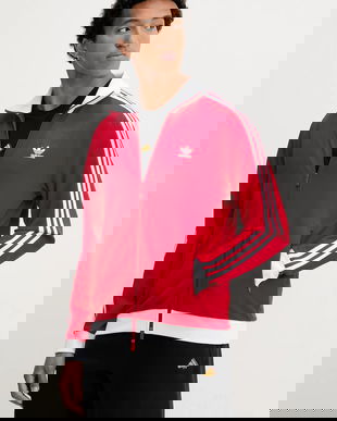 adidas Originals bluză Classic culoarea roșu, cu imprimeu, IM4511