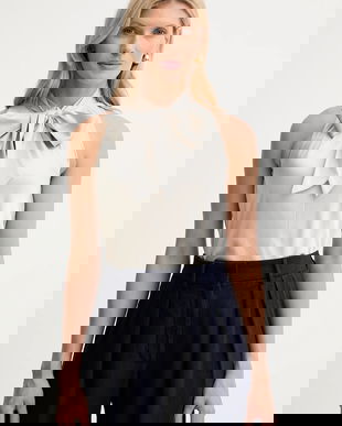 Forte Forte bluză de mătase culoarea bej, uni, 14078.my.top