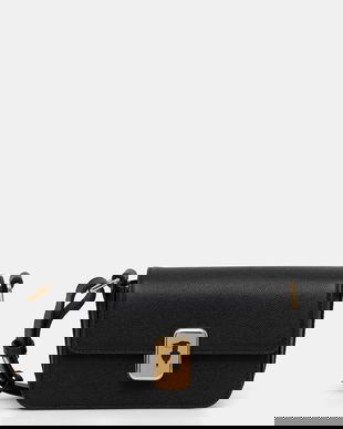 Trussardi poșetă de piele culoarea negru, Z601E106075N