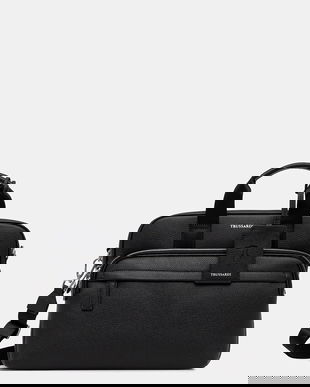 Trussardi geantă de piele culoarea negru, Z587E005964N