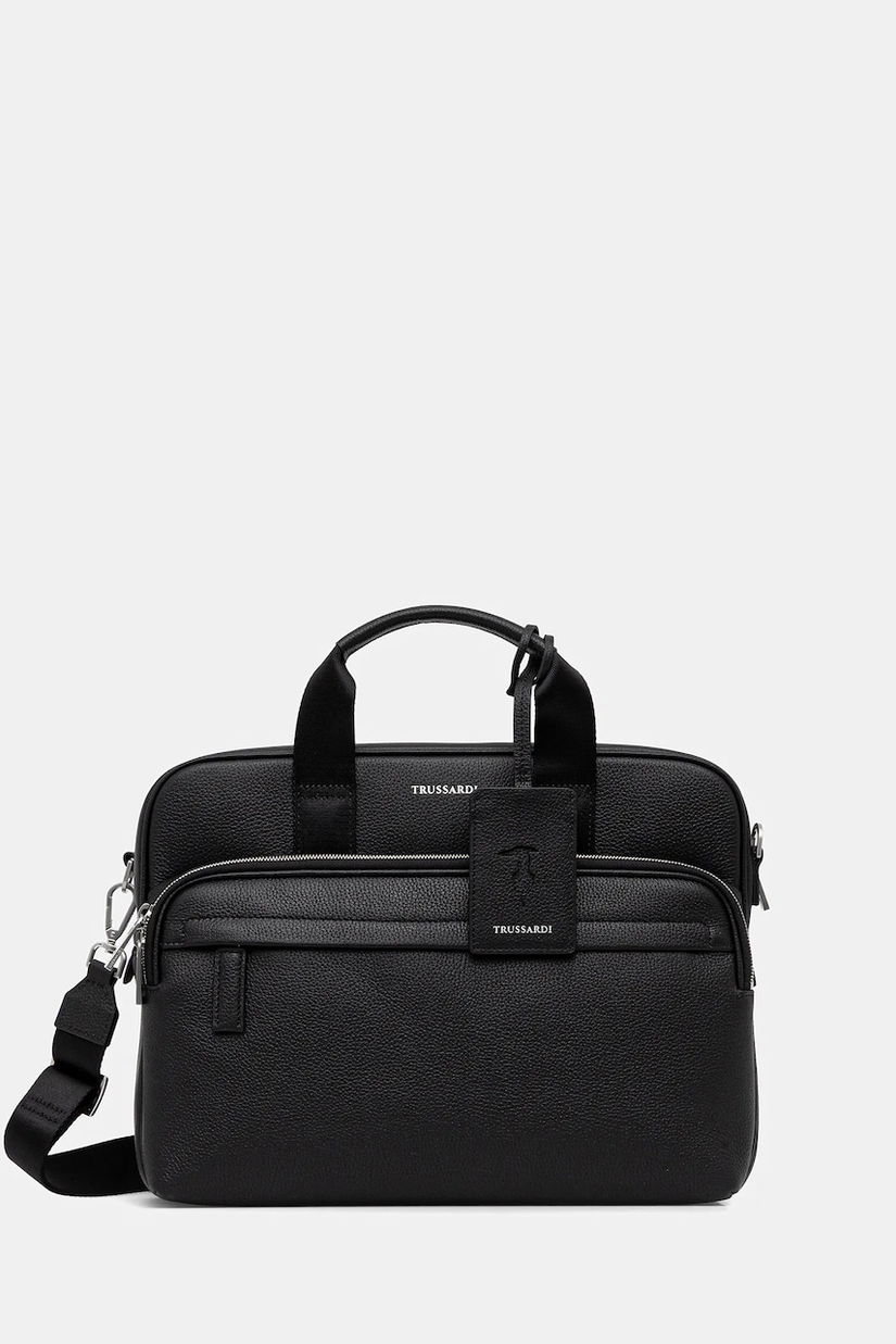 Trussardi geantă de piele culoarea negru, Z587E005964N