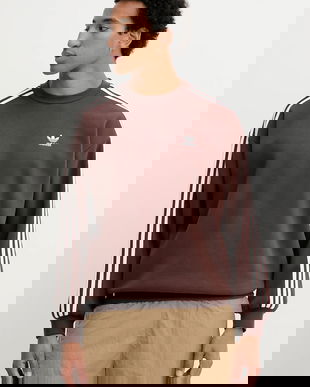 adidas Originals bluză Oversize Crew culoarea maro, cu imprimeu, KA0469