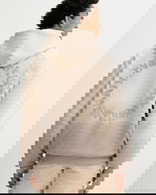 Karl Kani bluză culoarea bej, cu glugă, cu imprimeu, PD00005318