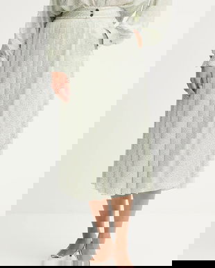 Forte Forte fustă din mătase culoarea verde, midi, evazați, 14125.my.skirt