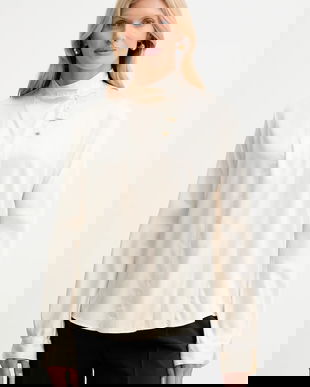 Forte Forte cămașă de mătase culoarea bej, cu un decolteu legat, relaxed, 14076.my.shirt