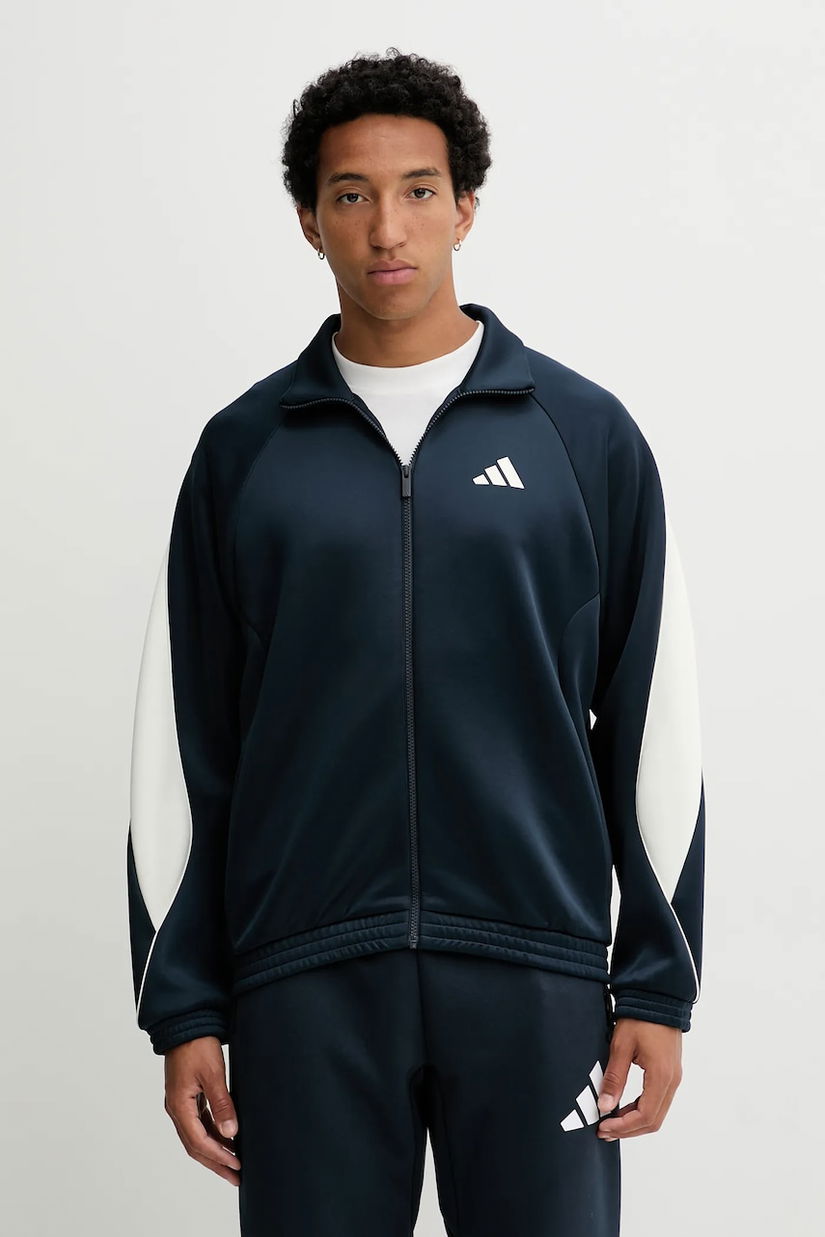 adidas bluză Stadium culoarea bleumarin, cu imprimeu, JX5617