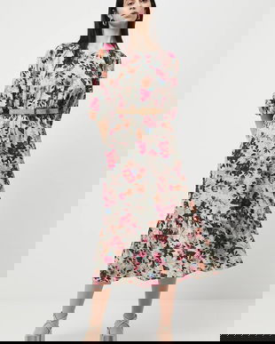 Medicine rochie culoarea bej, midi, evazati