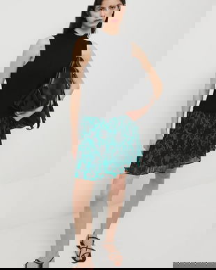 Medicine fustă culoarea verde, mini, evazati