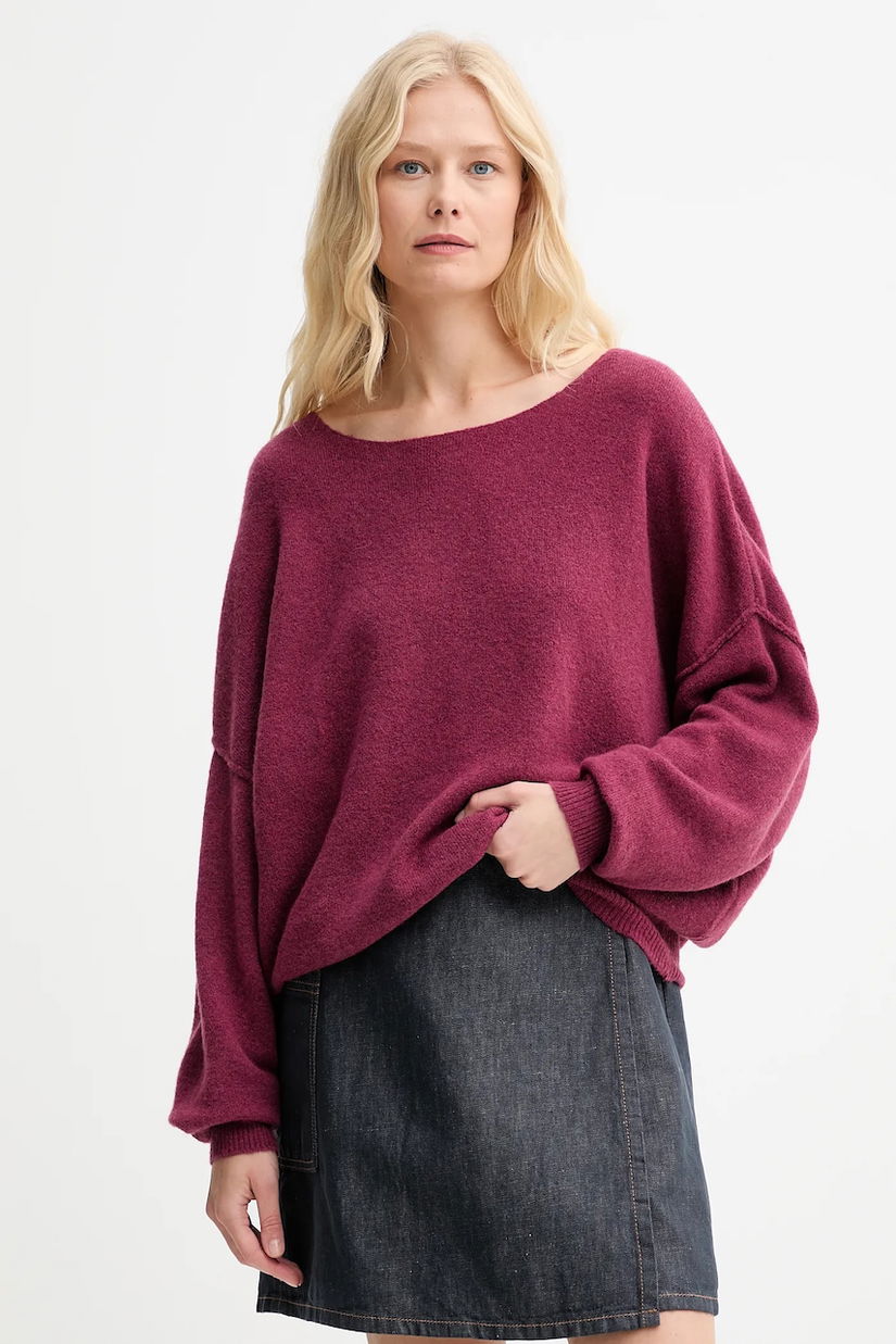 American Vintage pulover din amestec de lână PULL ML COL BATEAU culoarea roz, light, DAM225