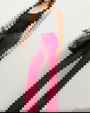 Answear Lab pantaloni culoarea roz, evazati, medium waist