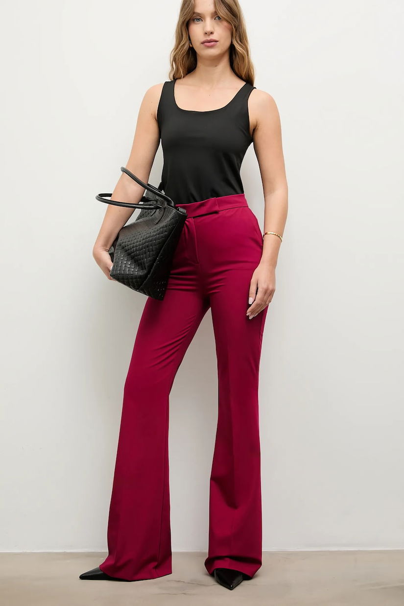 Answear Lab pantaloni culoarea roz, evazati, medium waist