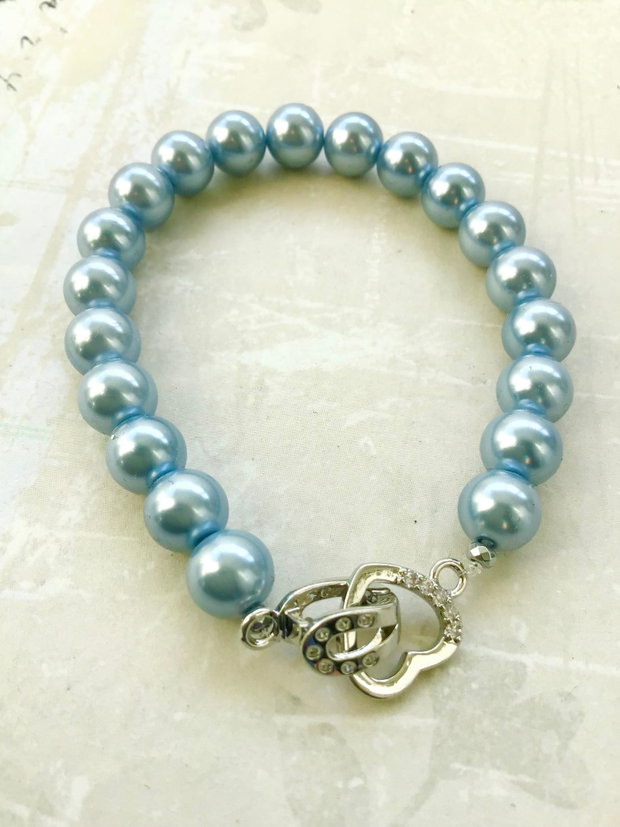 Bratara perle de Mallorca bleu