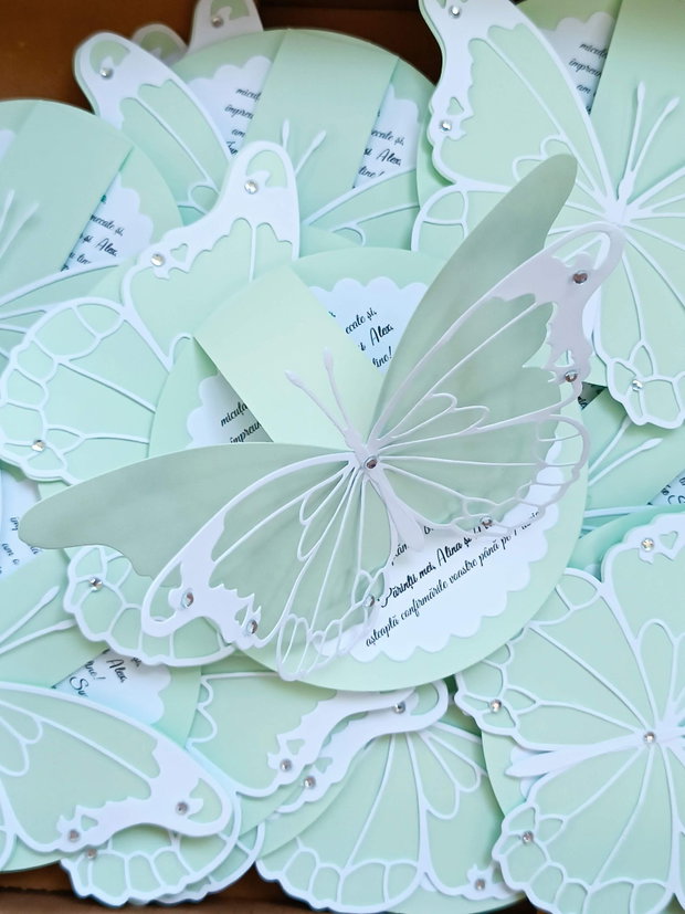 Invitatii botez fetita fluturi