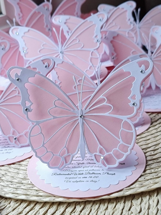 Invitatii botez fetita fluturi