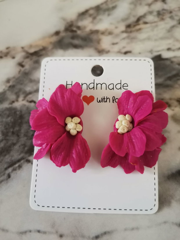 Cercei stud flower magenta
