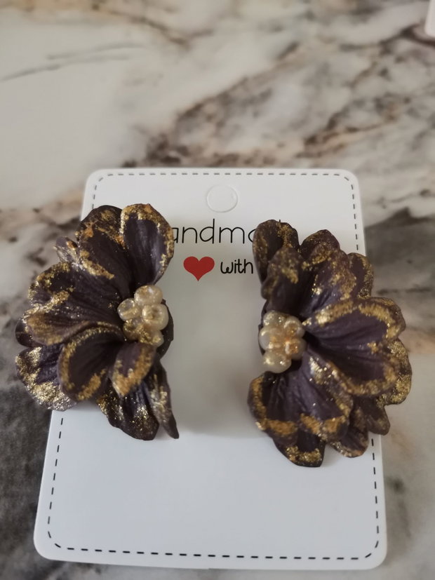Cercei stud flower magenta