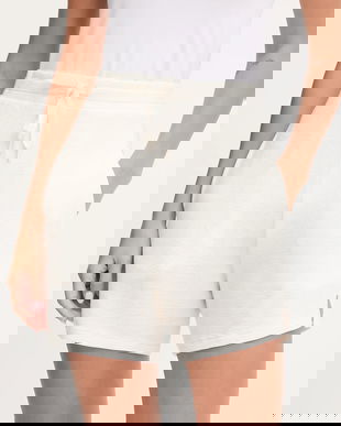 BOSS pantaloni scurți culoarea alb, uni, high waist, 50545617