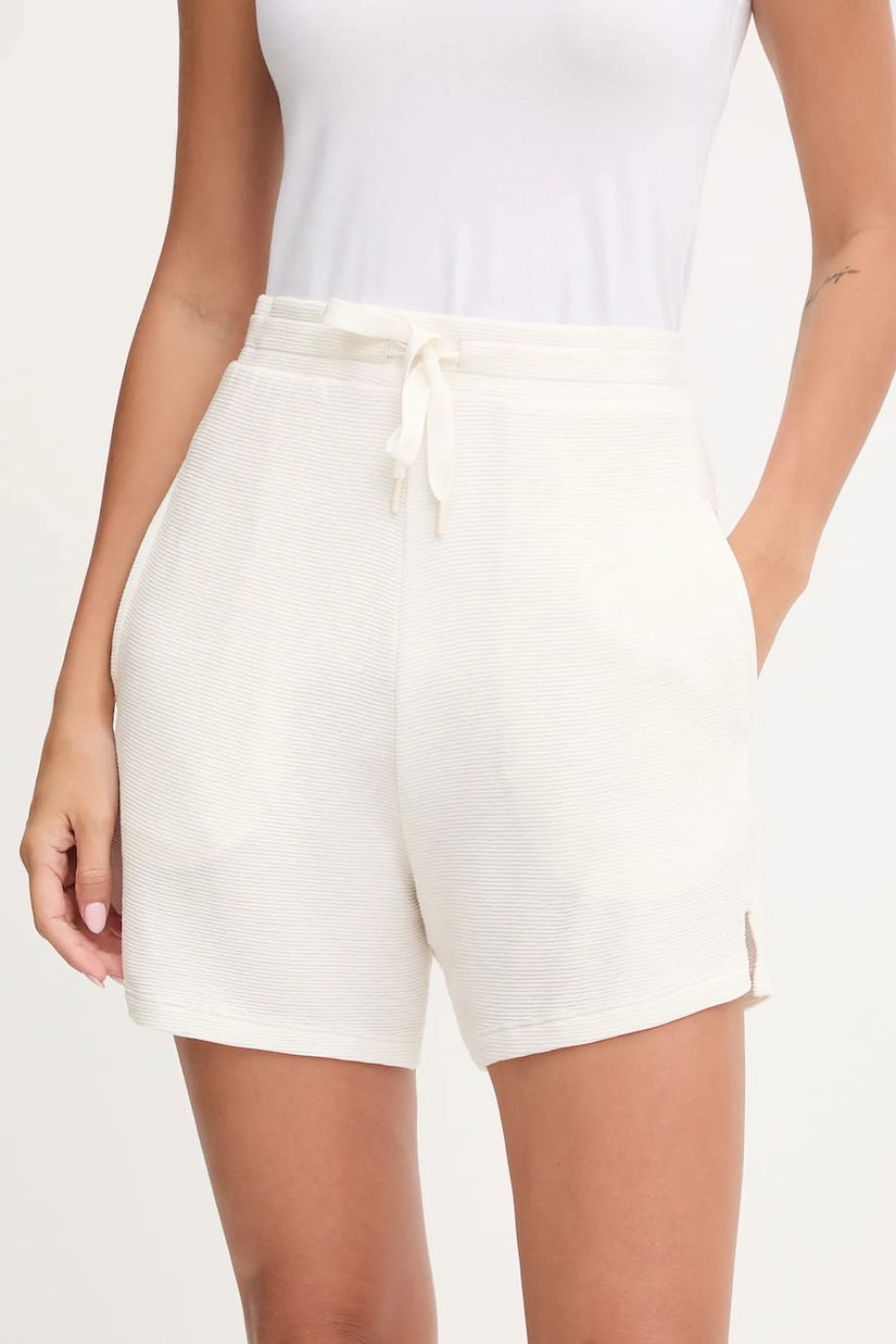 BOSS pantaloni scurți culoarea alb, uni, high waist, 50545617