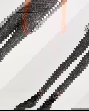 adidas by Stella McCartney leggins de antrenament culoarea gri, cu imprimeu, JW4575