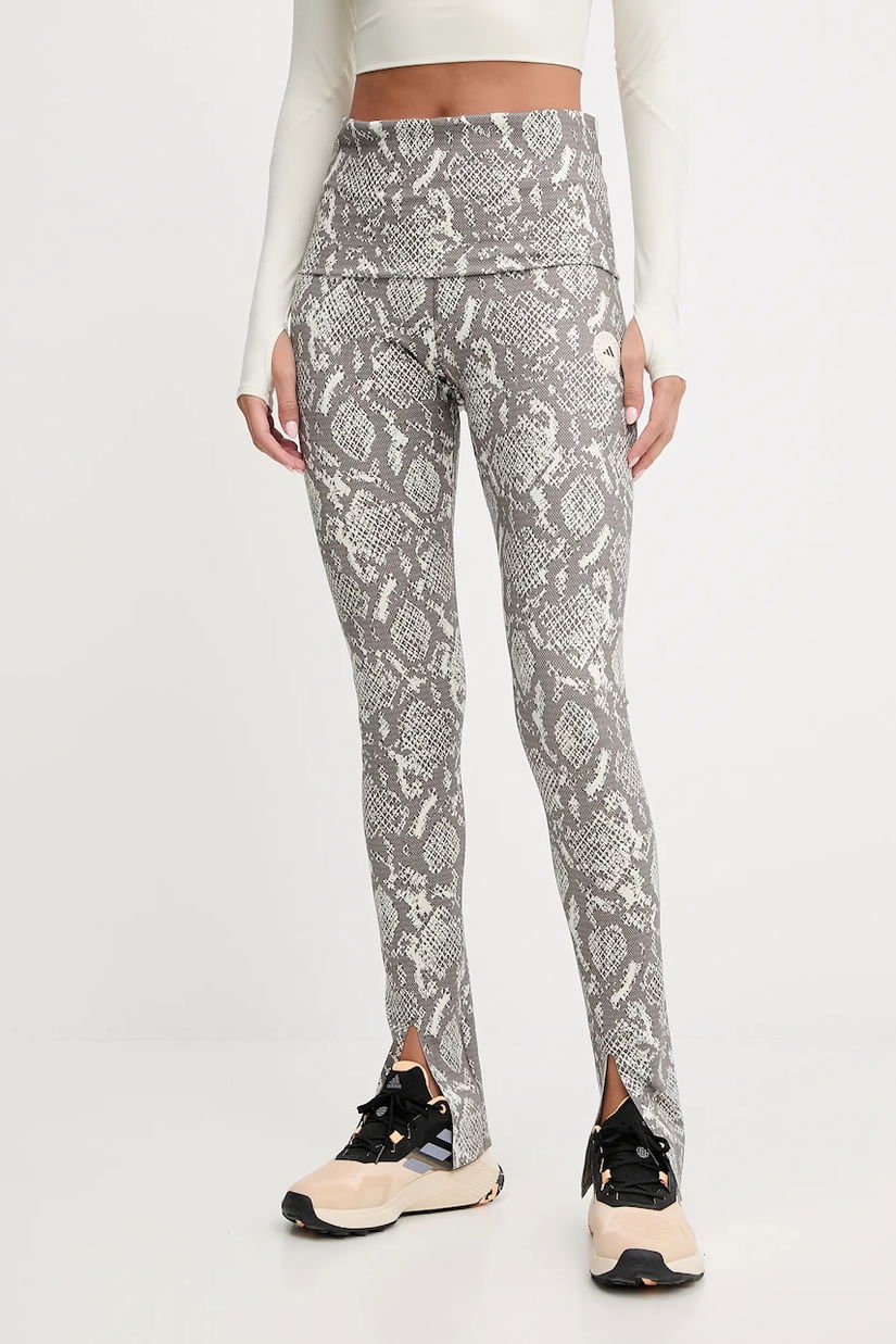 adidas by Stella McCartney leggins de antrenament Training Rolltop Splitcuff Leggings culoarea gri, cu imprimeu, JM8477