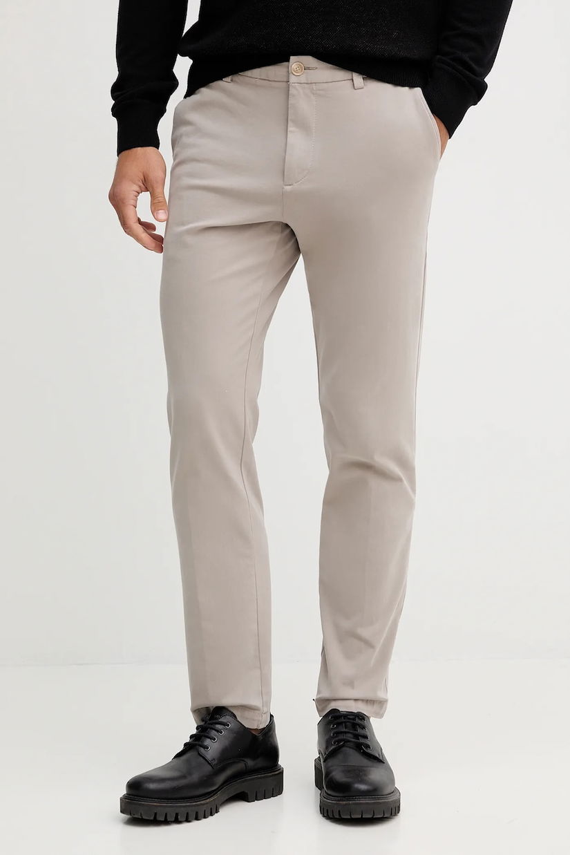 BOSS pantaloni culoarea bej, cu fason chinos, 50543304