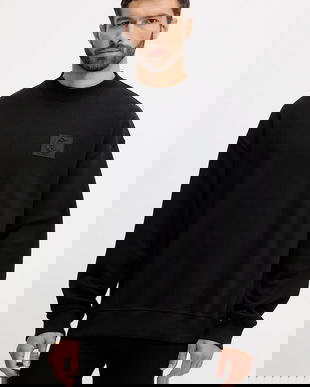 Just Cavalli hanorac de bumbac culoarea negru, cu imprimeu, 79OAIT05 CF500