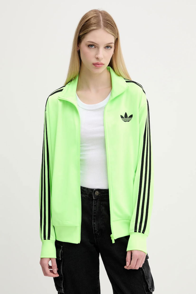 adidas Originals bluză Firebird culoarea verde, cu imprimeu, JX7859