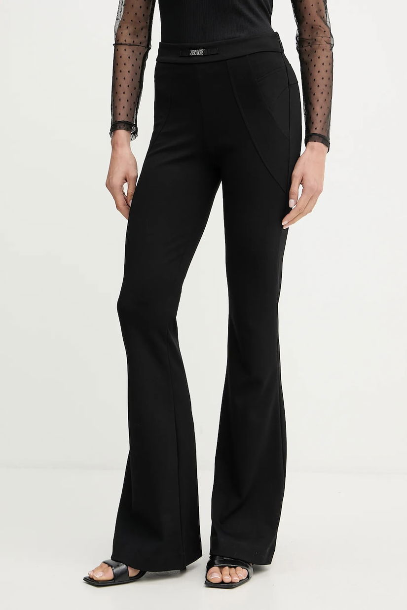 Versace Jeans Couture pantaloni culoarea negru, evazați, high waist, 79HAA105 J0092