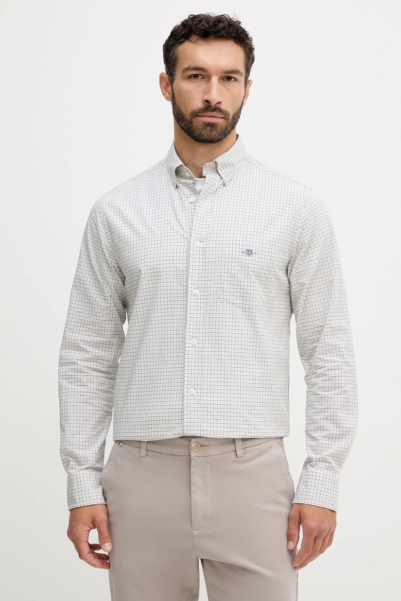 Gant cămașă din bumbac culoarea verde, cu guler clasic, regular, 3250149