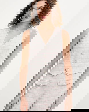 Morgan vestă culoarea gri, un singur rând de nasturi, COYO.F