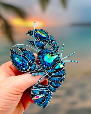 Broșă - Crabul Turquoise - A splash of ocean
