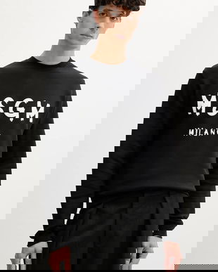 MSGM hanorac de bumbac culoarea negru, cu imprimeu, 2000MM513.300001