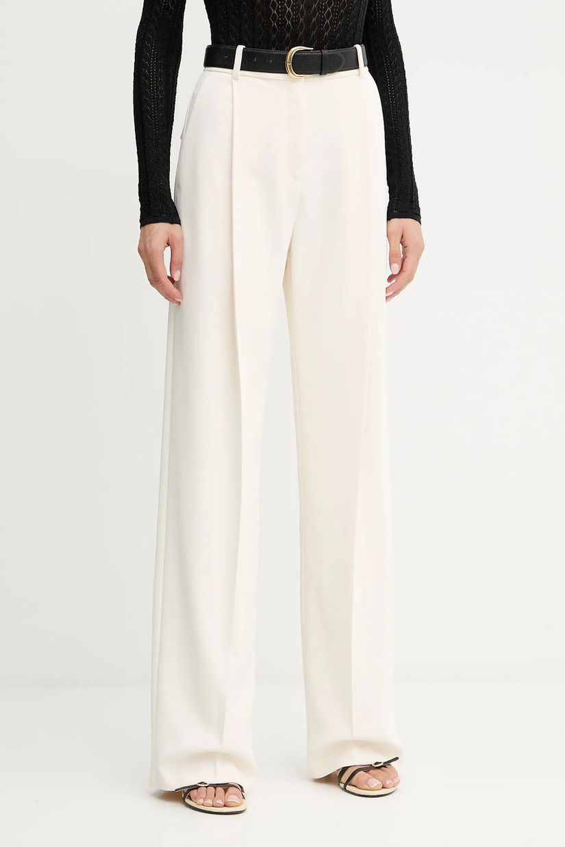 Elisabetta Franchi pantaloni culoarea bej, fason tigareta, high waist, PA12556E2