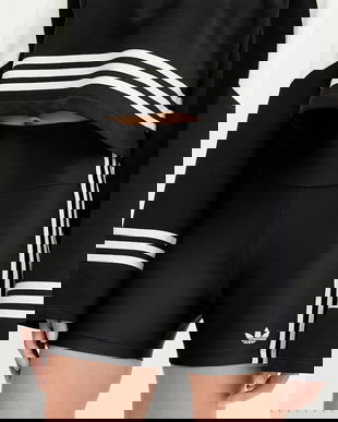 adidas Originals pantaloni scurți 3-Stripes culoarea negru, cu imprimeu, high waist, JX5235